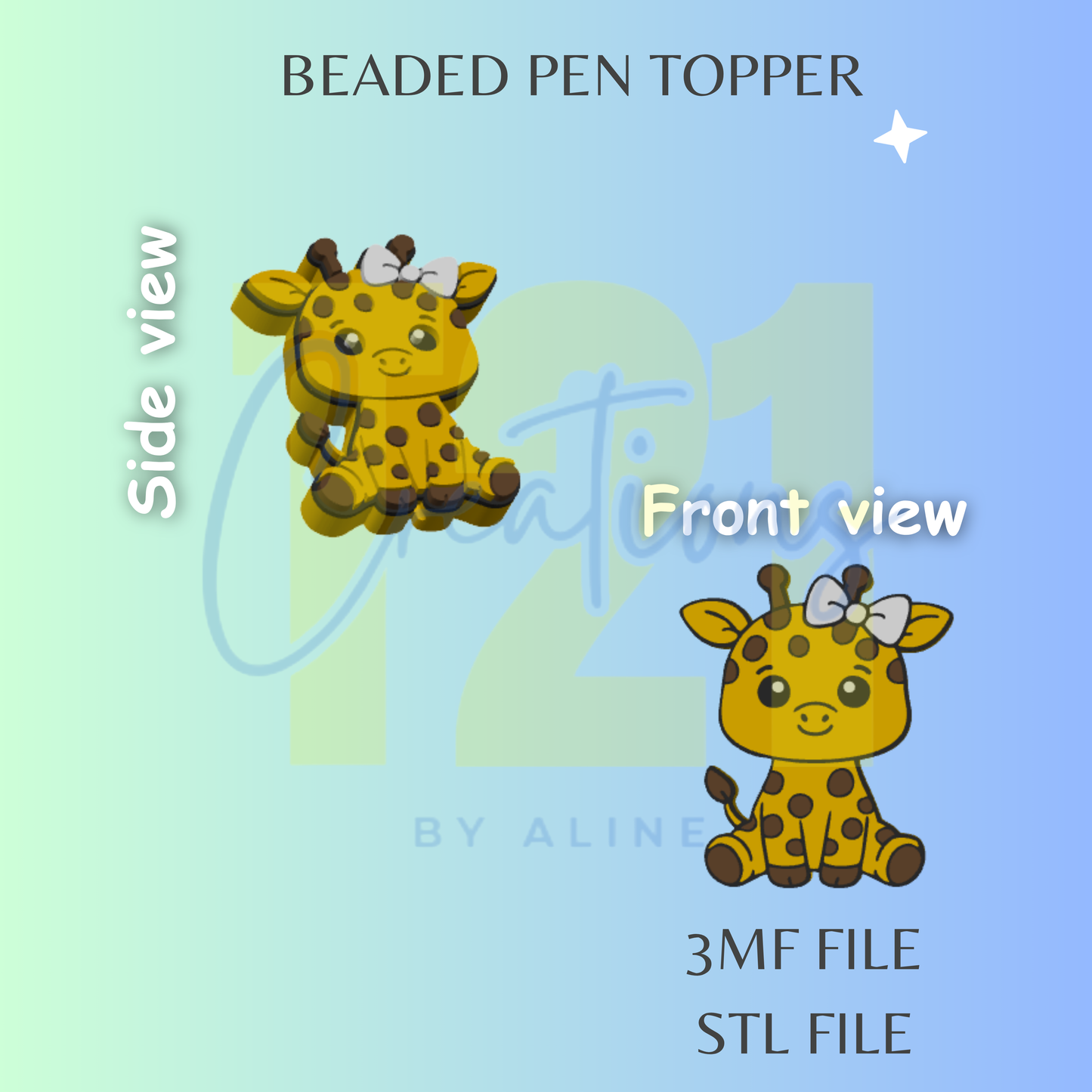 GIRAFFE PEN TOPPER STL FILE