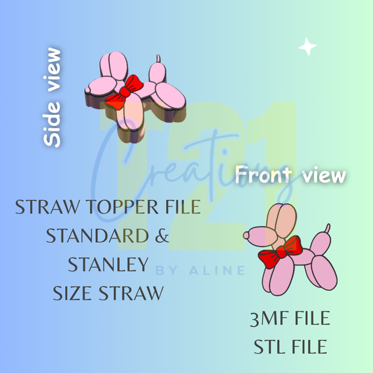 COQUETTE BALLON DOG STRAW TOPPER STL FILE
