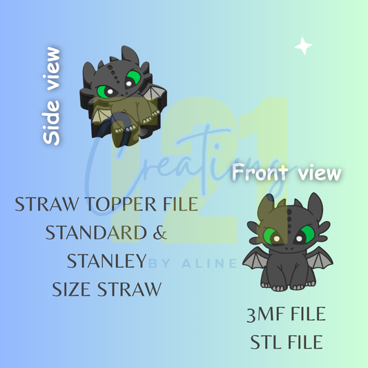 BABY DRAGON STRAW TOPPER STL FILE