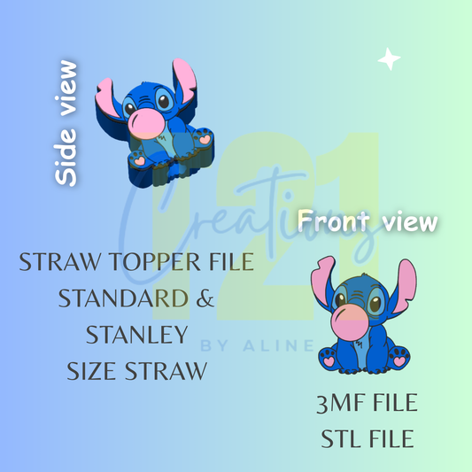 BUBBLE ALIEN STRAW TOPPER STL FILE