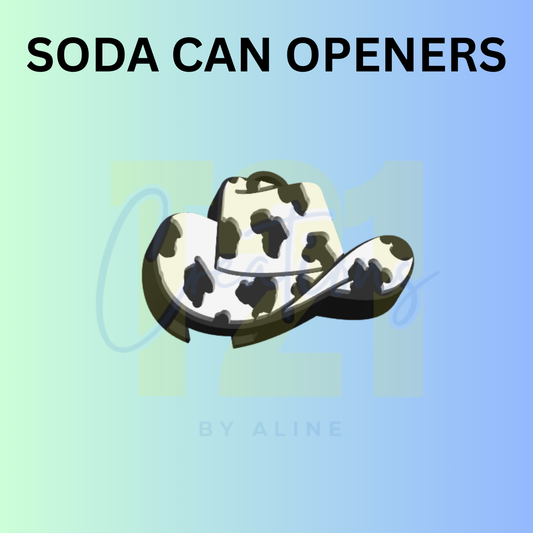 COW PRINT HAT CAN OPENER KEYCHAIN