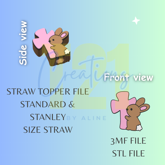 BUNNY CROSS STRAW TOPPER STL FILE