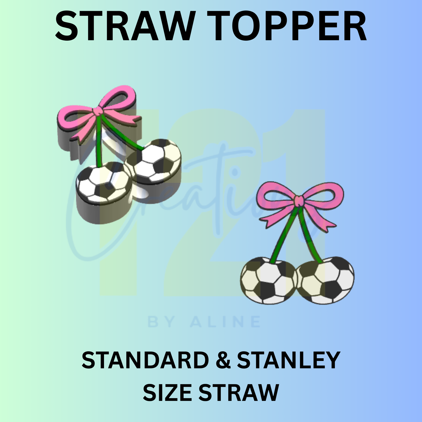 SOCCER CHERRIES STRAW TOPPER