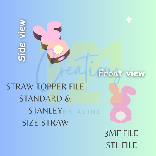 BUNNY TAIL STRAW TOPPER STL FILE