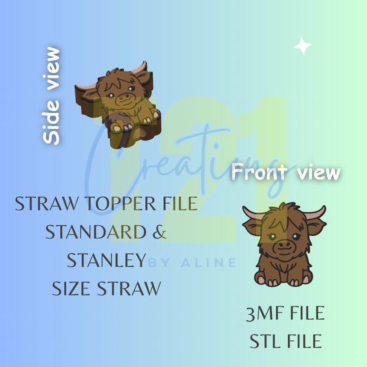 CUTE COW STRAW TOPPER STL FILE