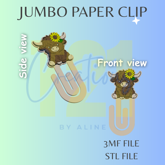 SUNFLOWER COW JUMBO PAPER CLIP STL FILE