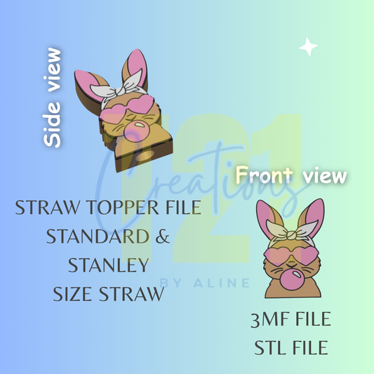 COOL BUNNY STRAW TOPPER STL FILE