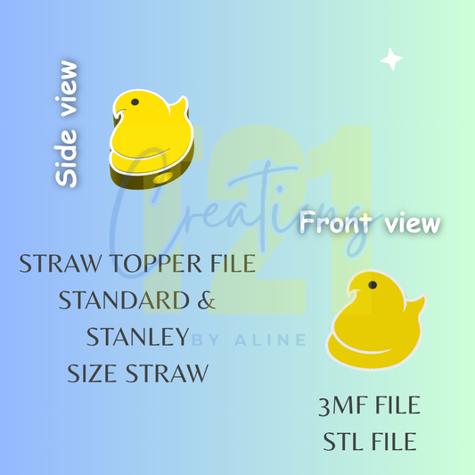 CHICK PEEP STRAW TOPPER STL FILE