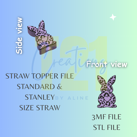 ANIMAL PRINT BUNNY STRAW TOPPER STL FILE