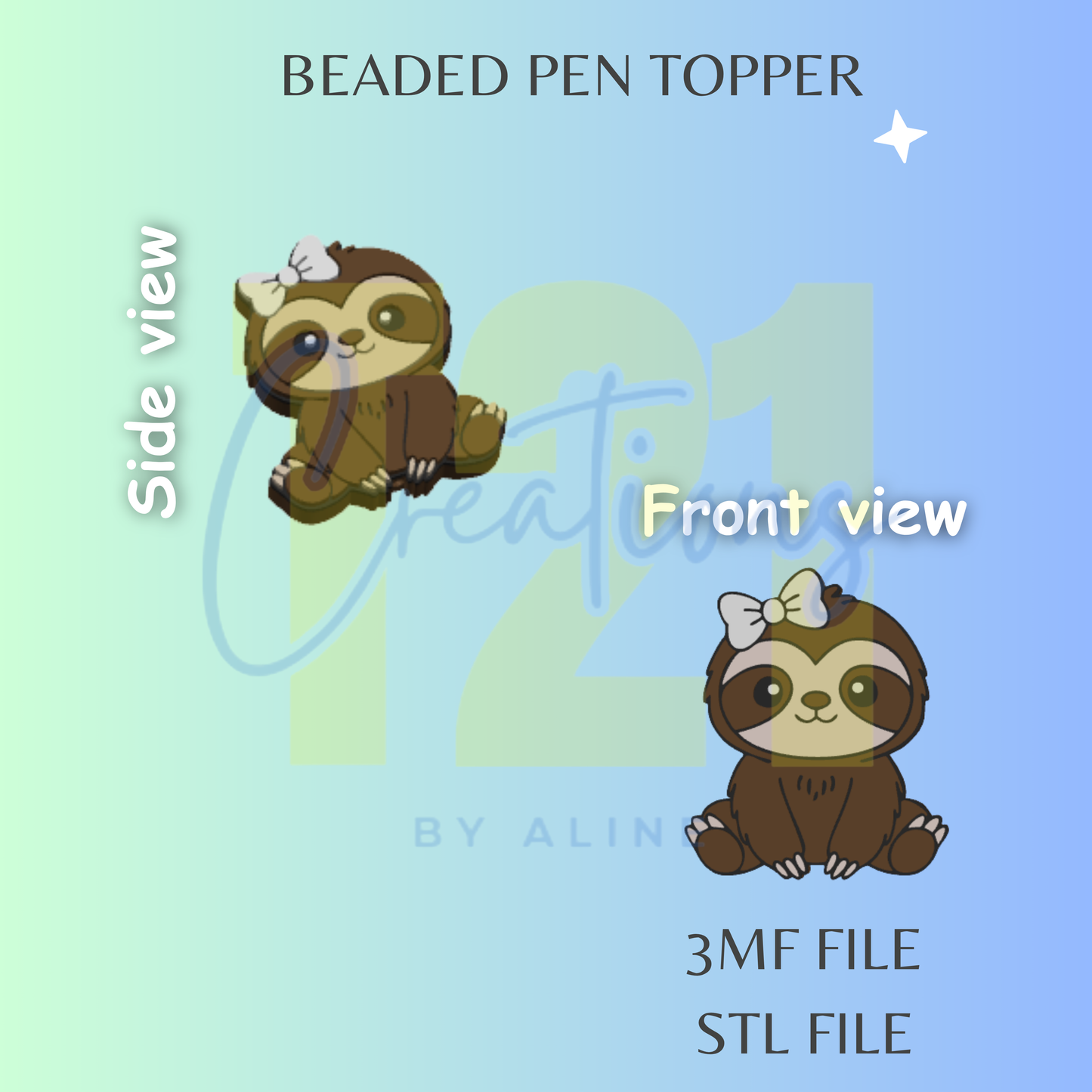 SLOTH PEN TOPPER STL FILE