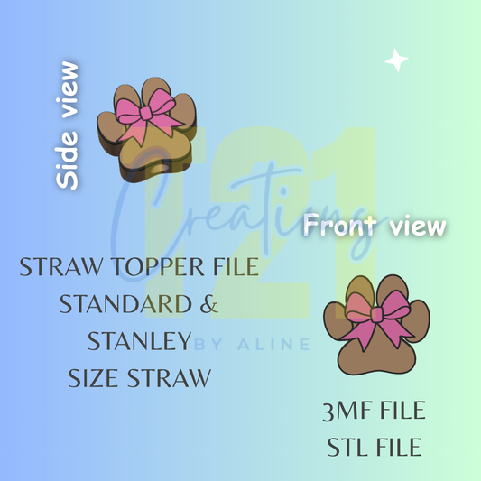 COQUETTE DOG PAW STRAW TOPPER STL FILE