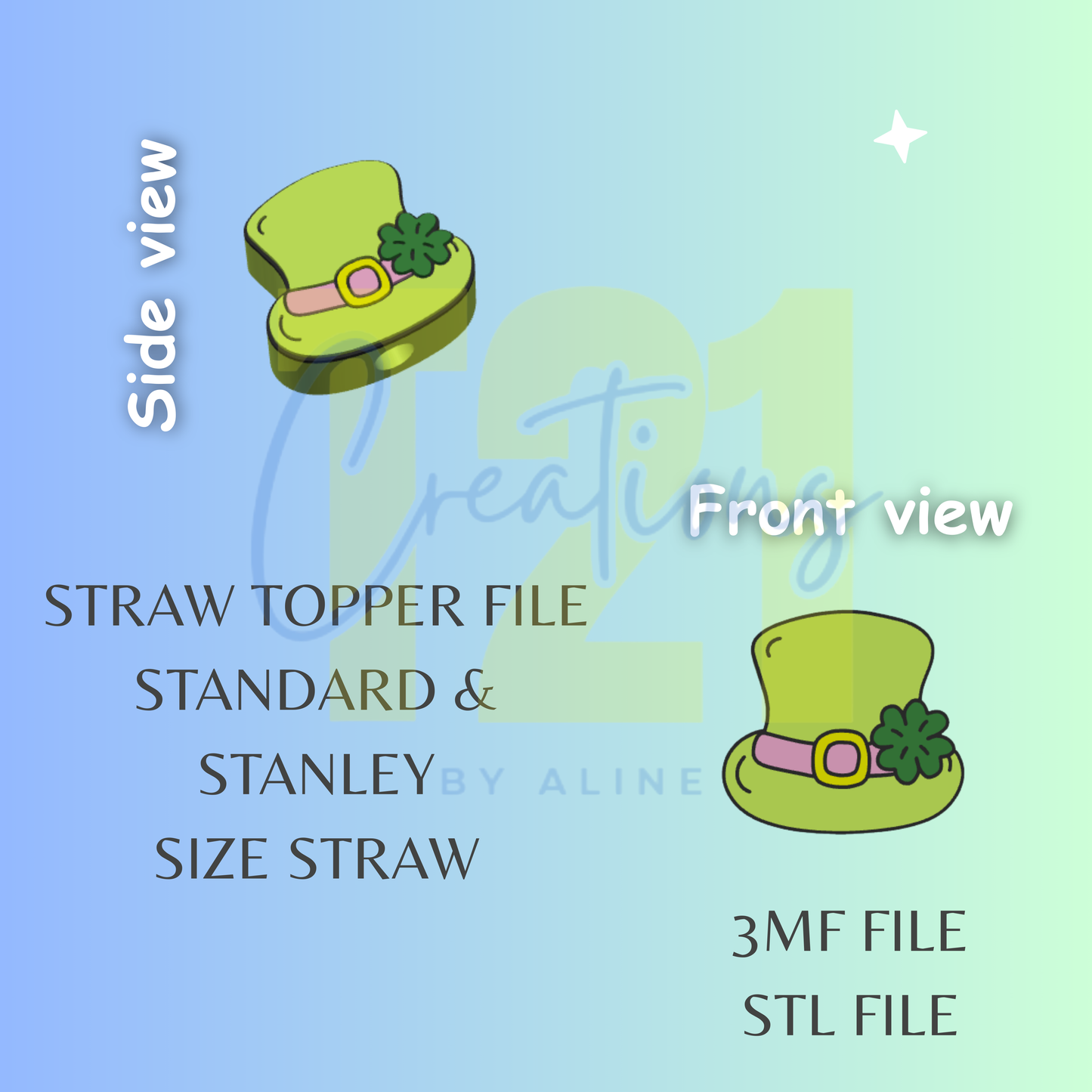 GREEN HAT STRAW TOPPER STL FILE