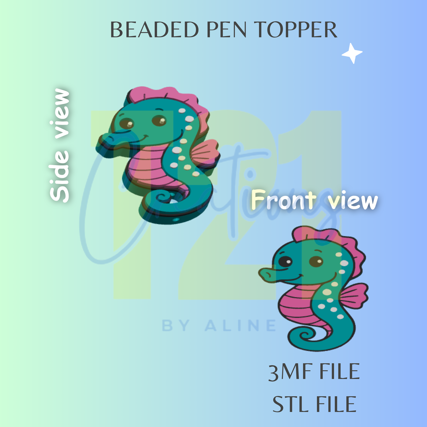 SEA HORSE PEN TOPPER STL FILE
