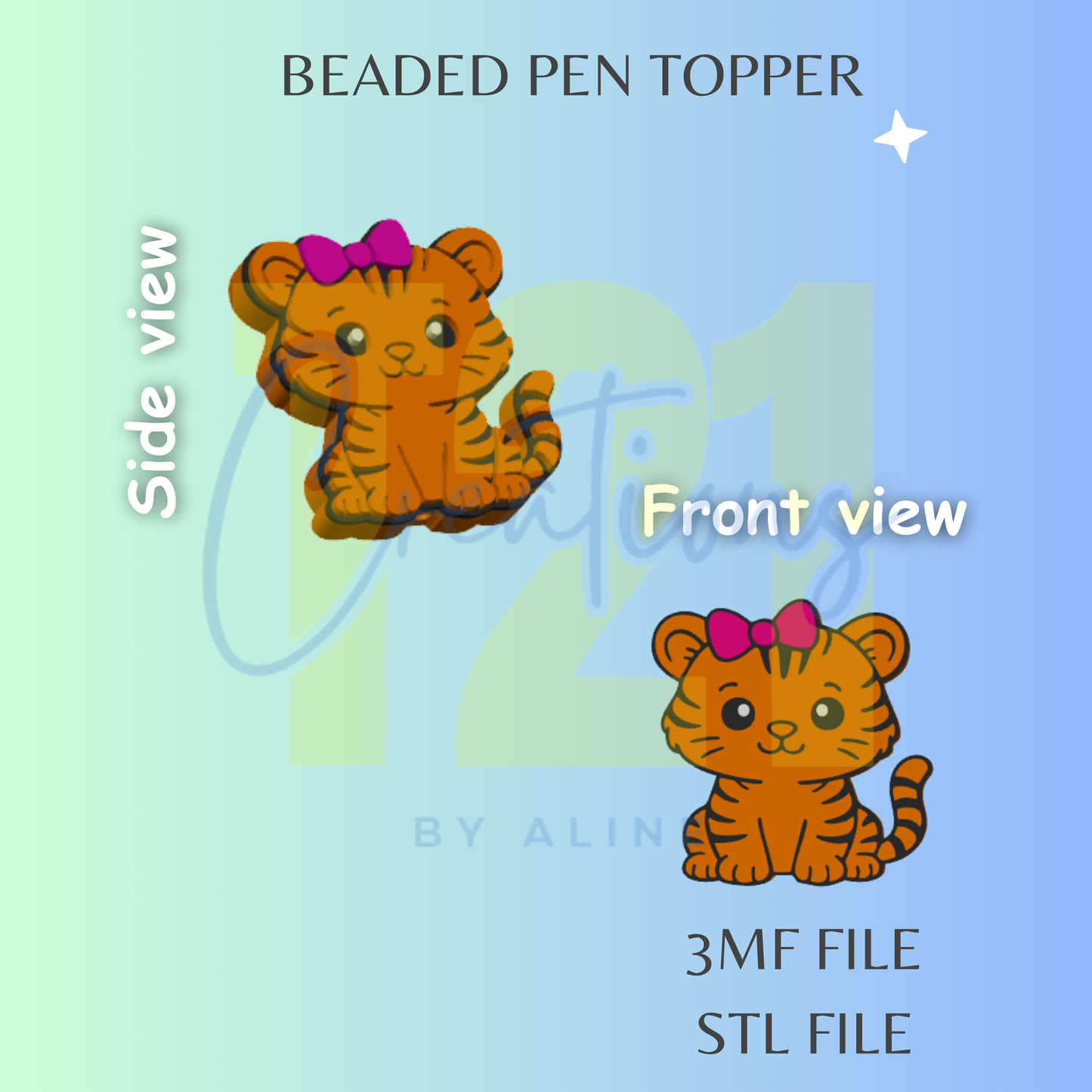 TIGER 2 PEN TOPPER STL FILE