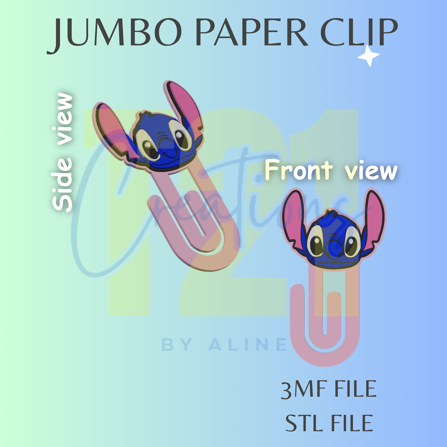 BLUE ALIEN JUMBO PAPER CLIP STL FILE