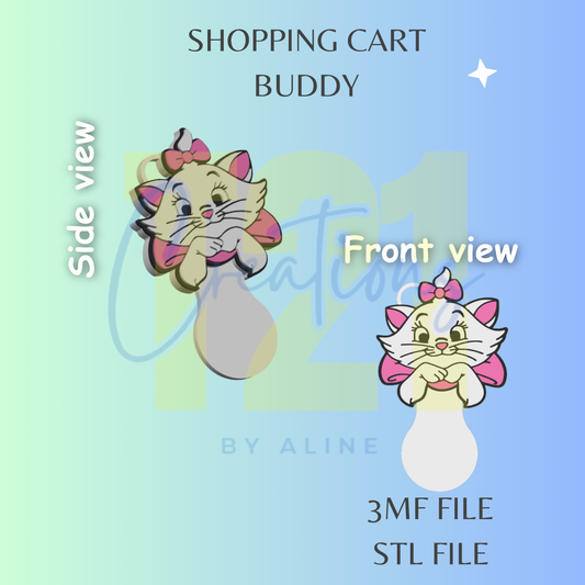 SASSY CAT SHOPPING CART BUDDY STL FILE