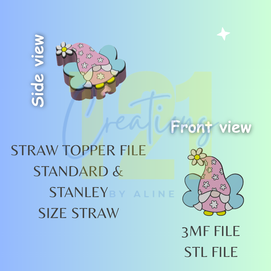 GNOME FAIRY STRAW TOPPER STL FILE