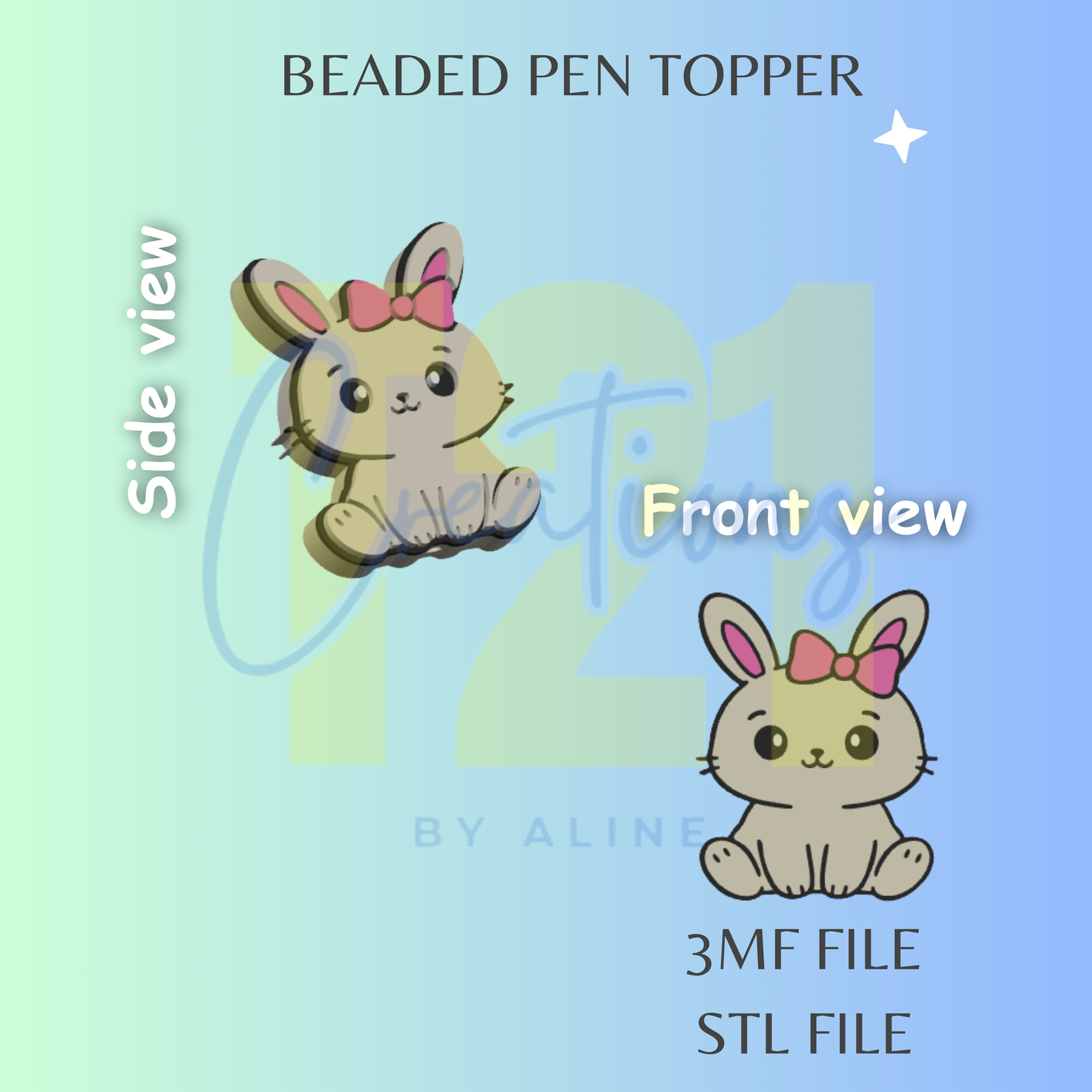 BUNNY PEN TOPPER STL FILE