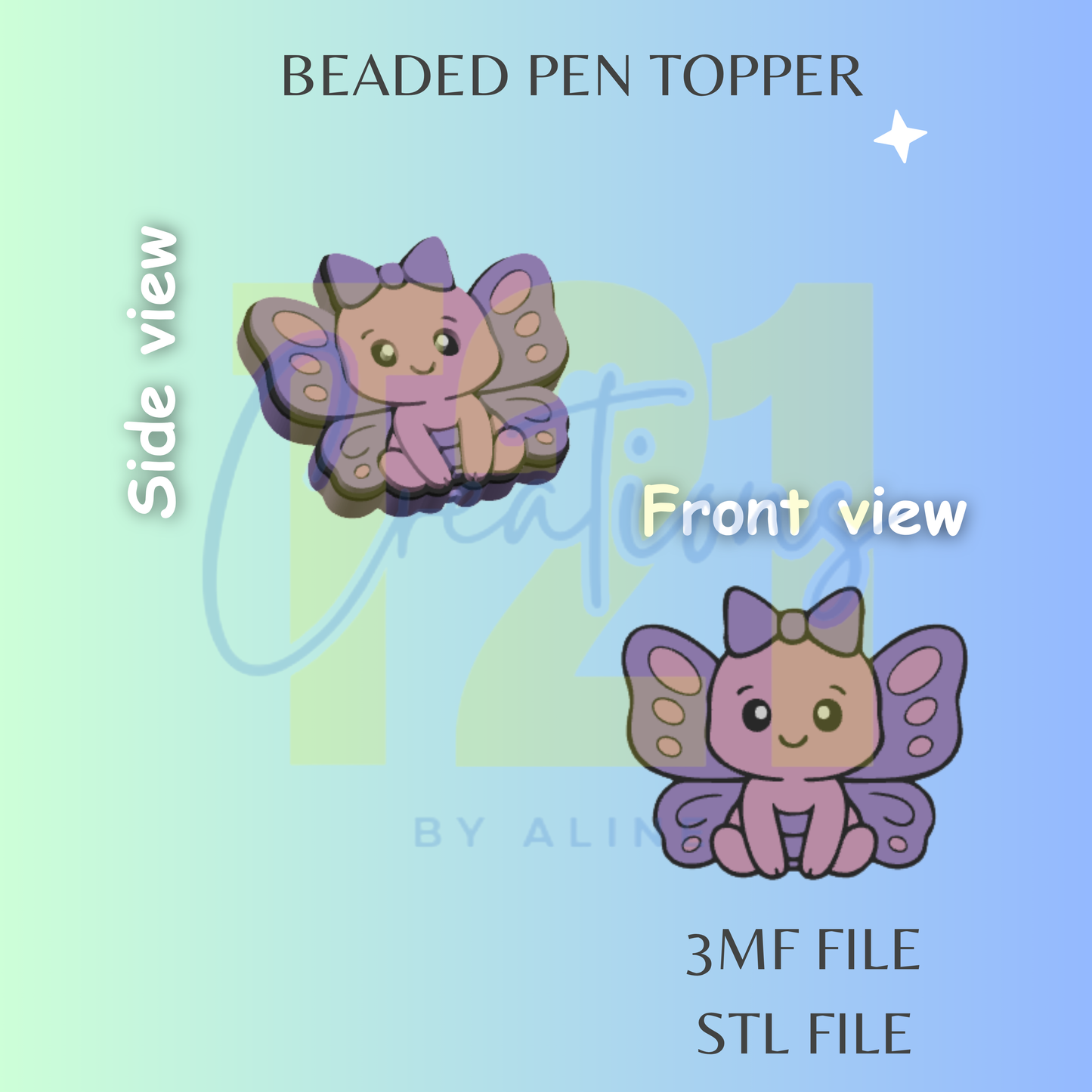 BUTTERFLY PEN TOPPER STL FILE