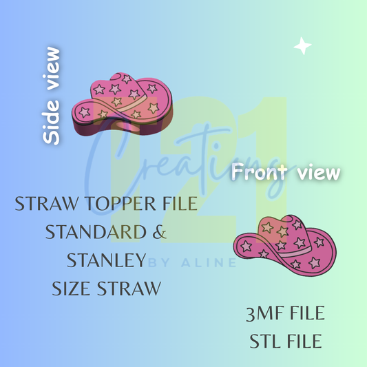 COWGIRL HAT STRAW TOPPER STL FILE