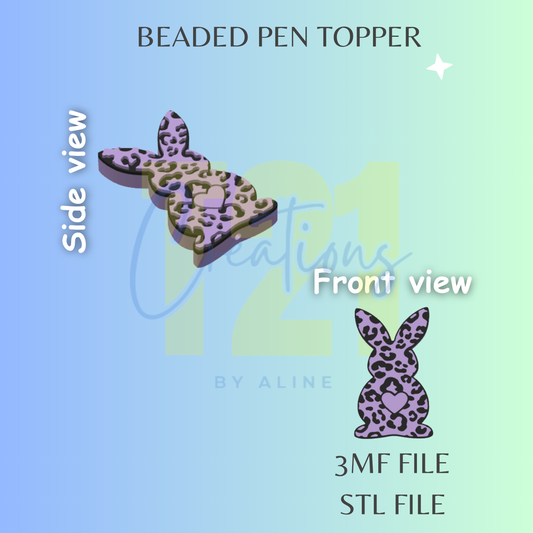 ANIMAL PRINT BUNNY PEN TOPPER STL FILE