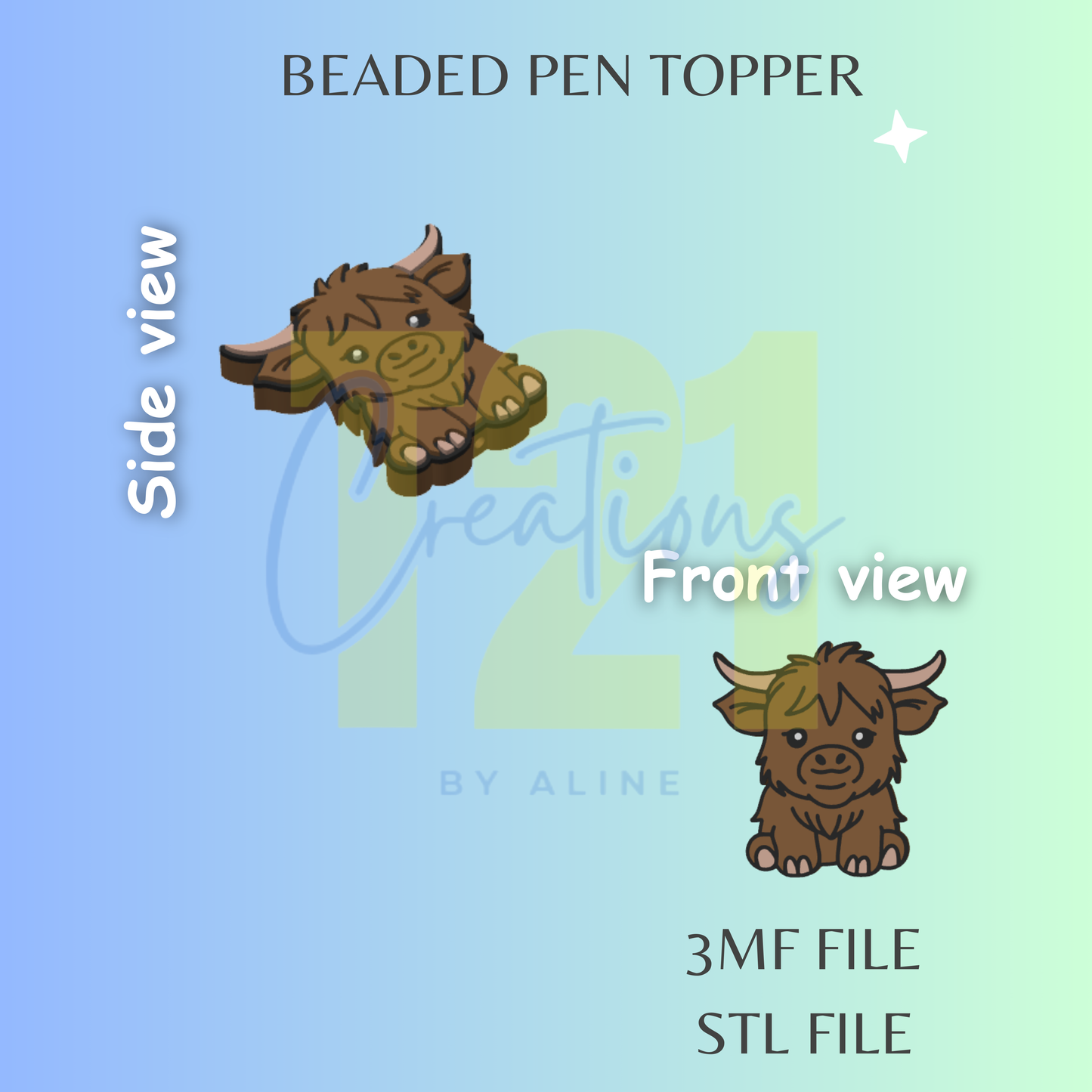 COW PEN TOPPER STL FILE