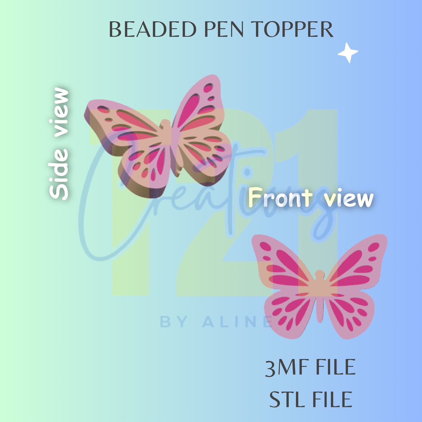 BUTTERFLY PEN TOPPER STL FILE