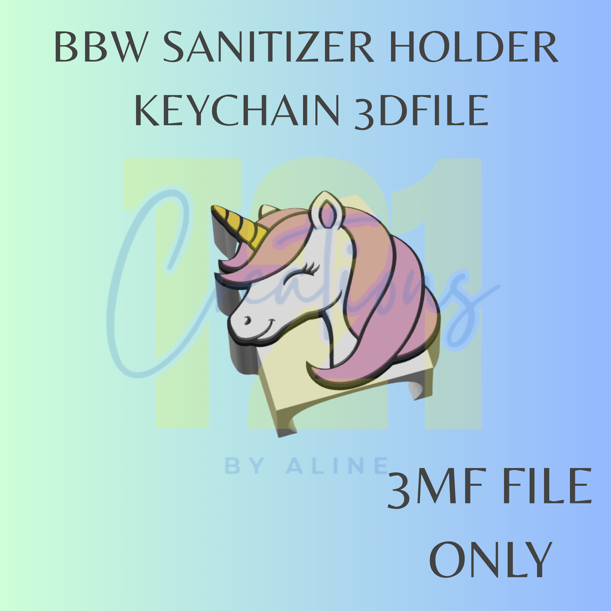 UNICORN BBW SANITIZER KEYCHAIN 3MF FILE