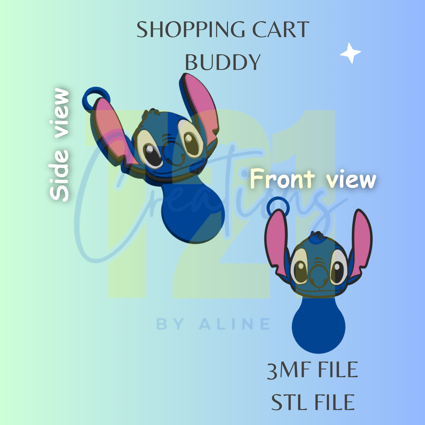 BLUE ALIEN SHOPPING CART BUDDY STL FILE