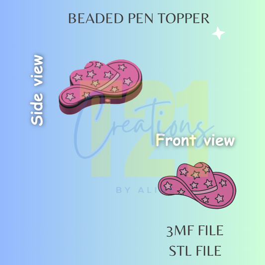 COWGIRL HAT PEN TOPPER STL FILE