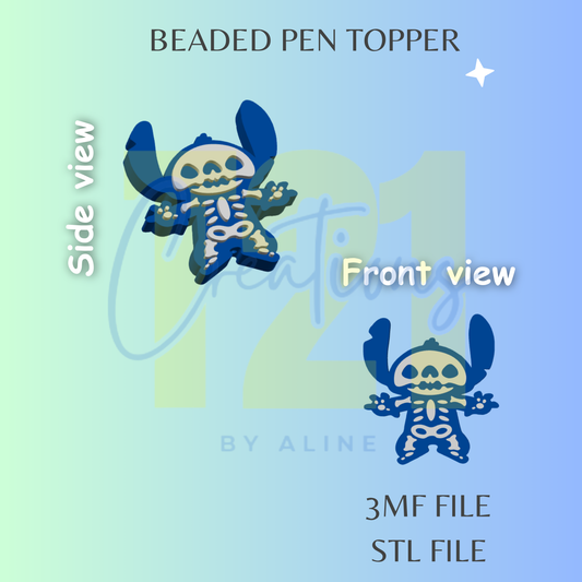 BLUE ALIEN SKELETON PEN TOPPER STL FILE