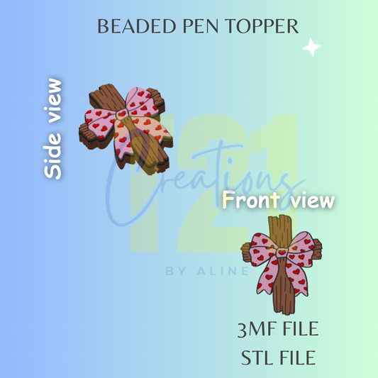 CROSS WITH BOW PEN TOPPER STL FILE