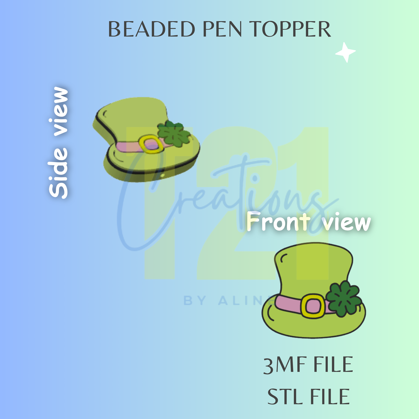 GREEN HAT PEN TOPPER STL FILE