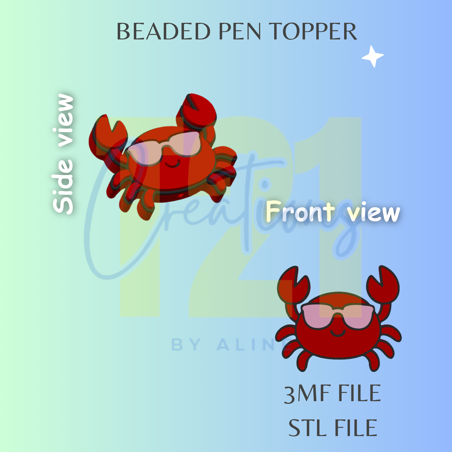COOL CRAB PEN TOPPER STL FILE