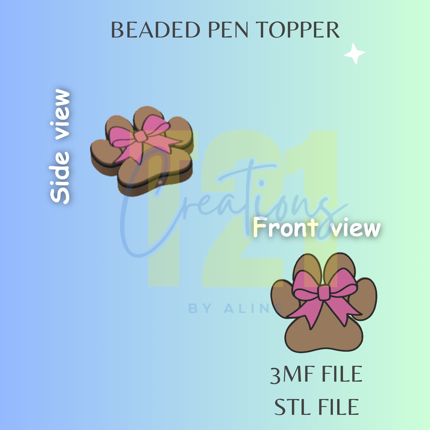 COQUETTE PAW PEN TOPPER STL FILE