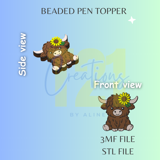 SUNFLOWER COW PEN TOPPER STL FILE