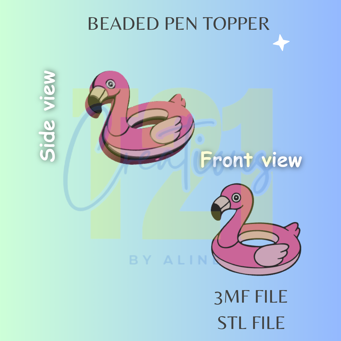 FLAMINGO FLOAT PEN TOPPER STL FILE