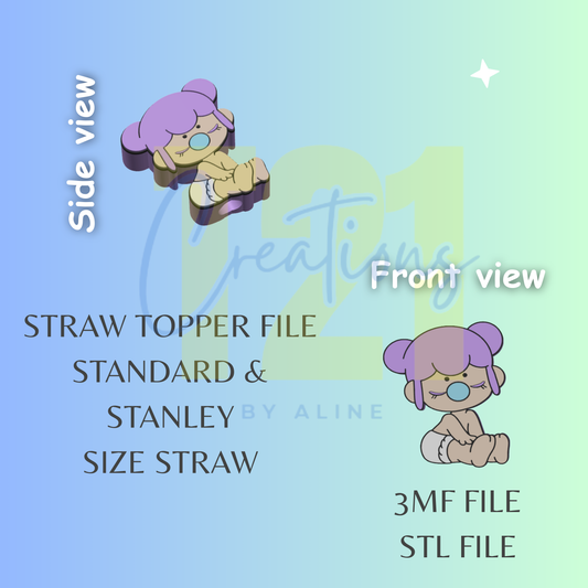 BABY N STRAW TOPPER STL FILE