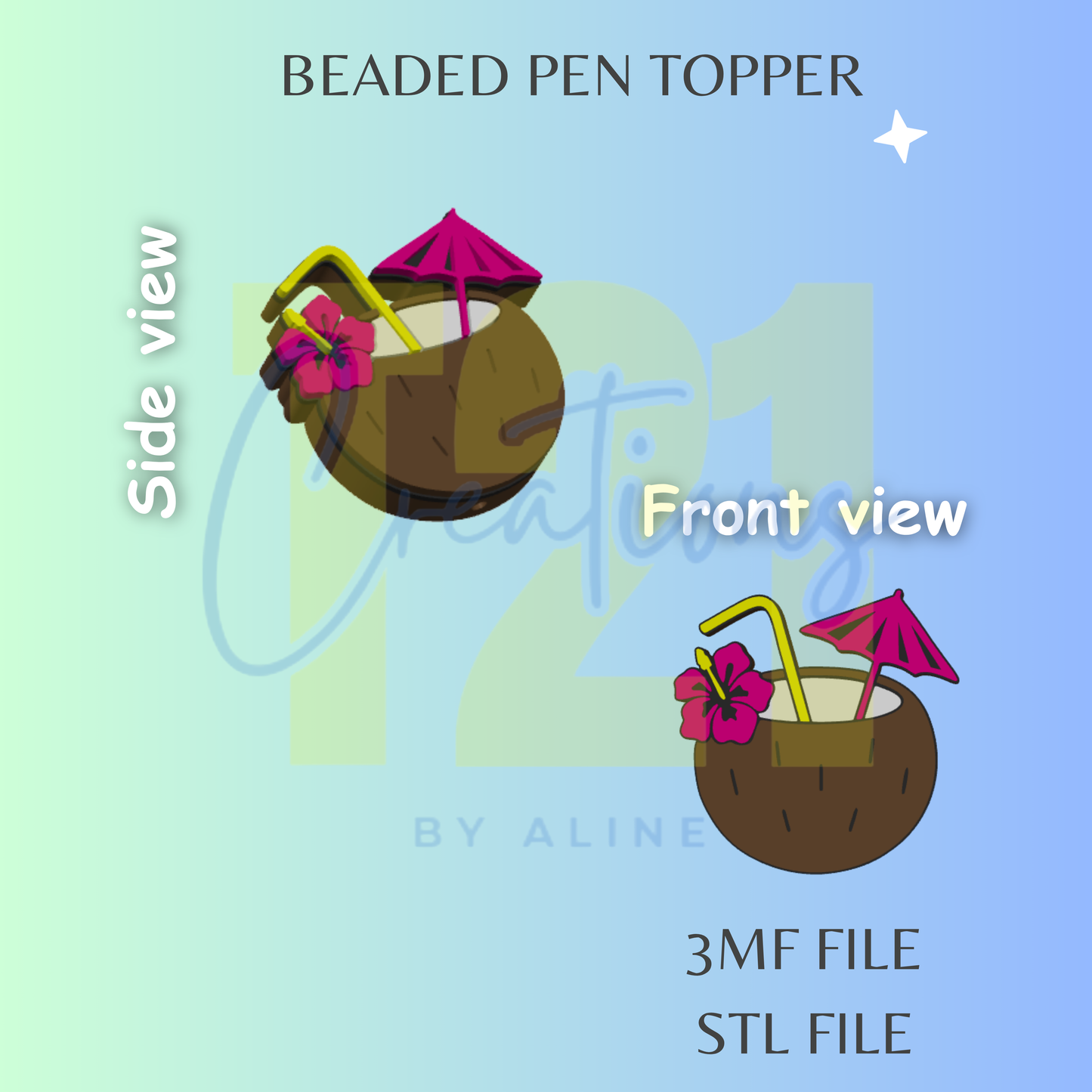 COCONUT PEN TOPPER STL FILE