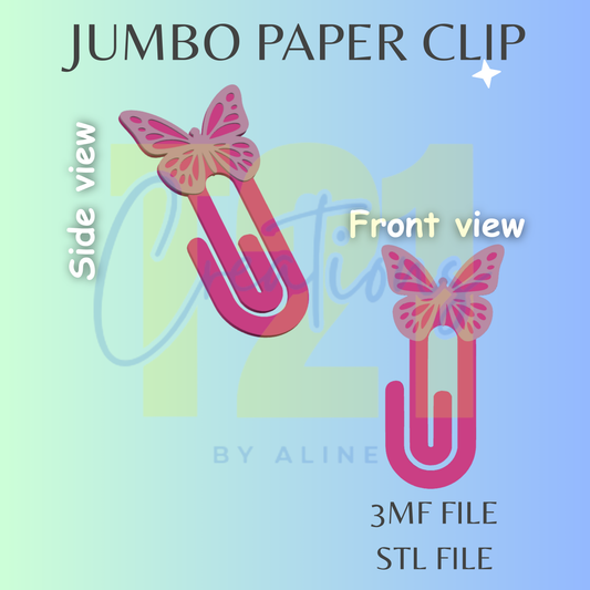 BUTTERFLY JUMBO PAPER CLIP STL FILE