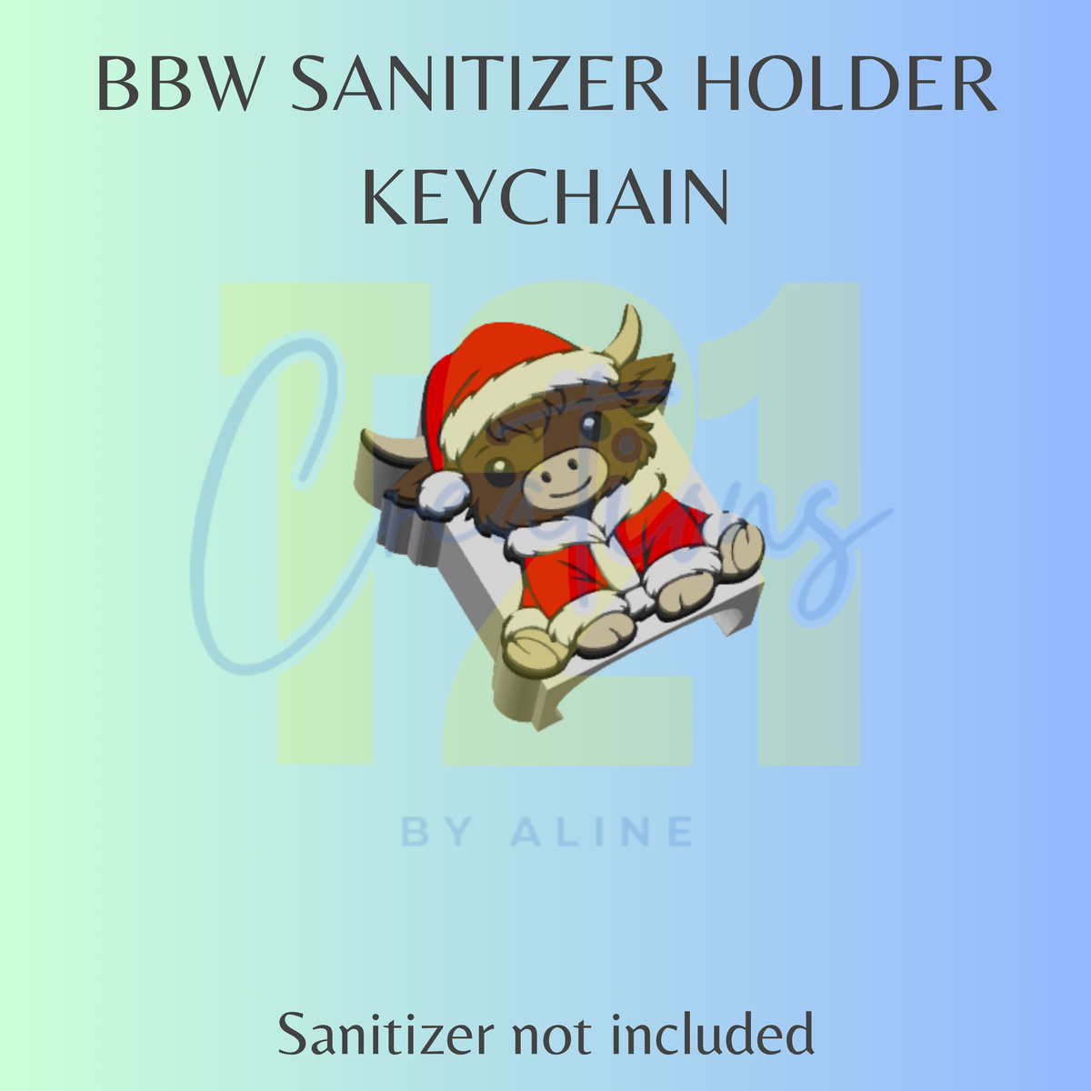 XMAS COW BBW SANITIZER KEYCHAIN