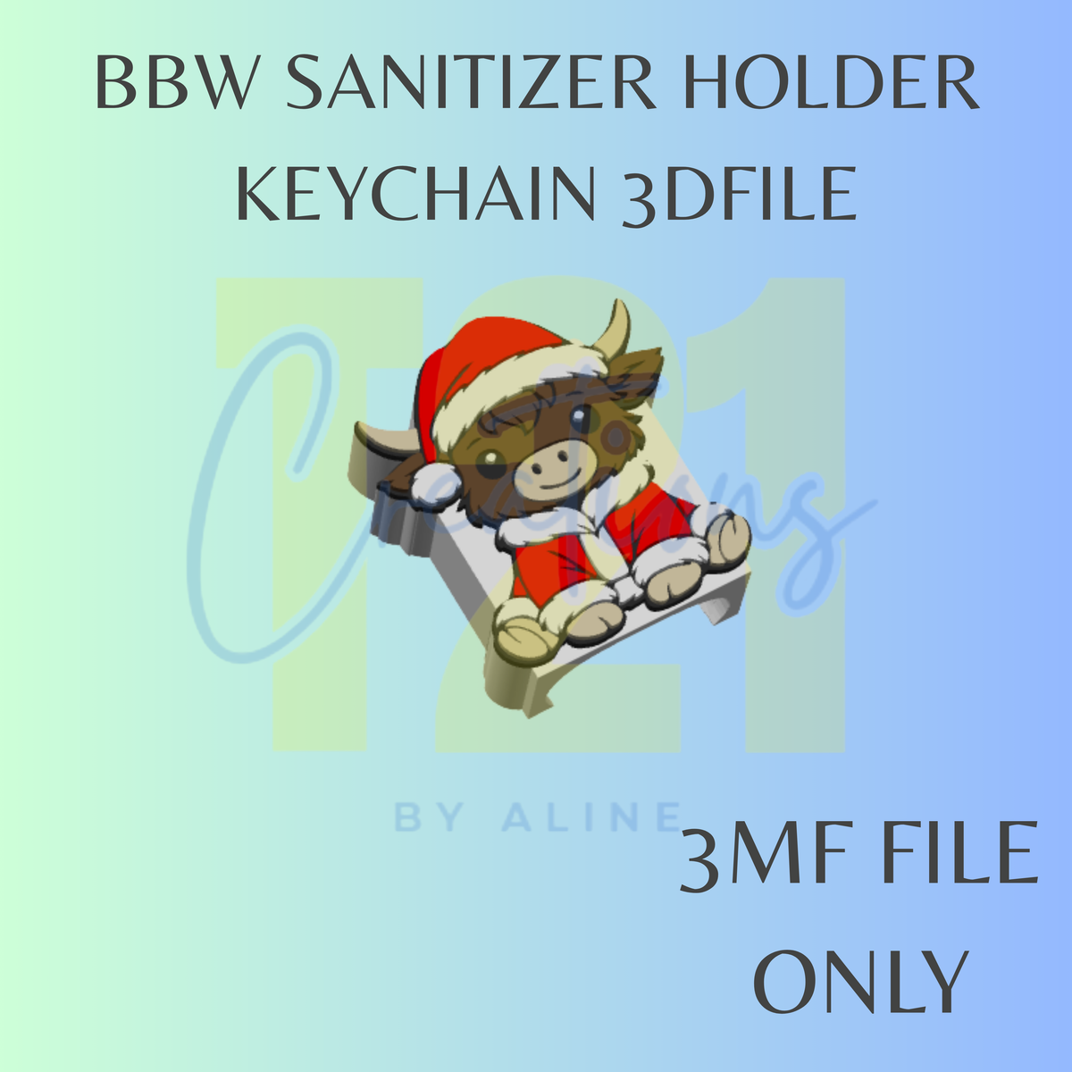 XMAS COW BBW SANITIZER KEYCHAIN 3MF FILE