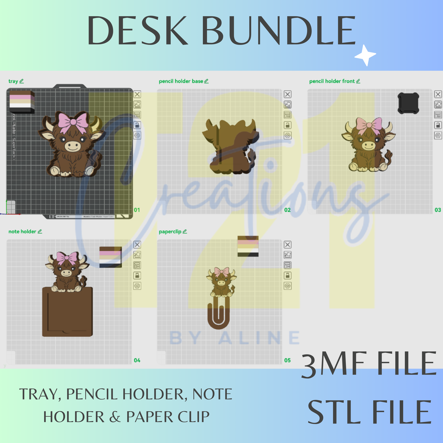 COQUETTE COW DESK BUNDLE STL FILE