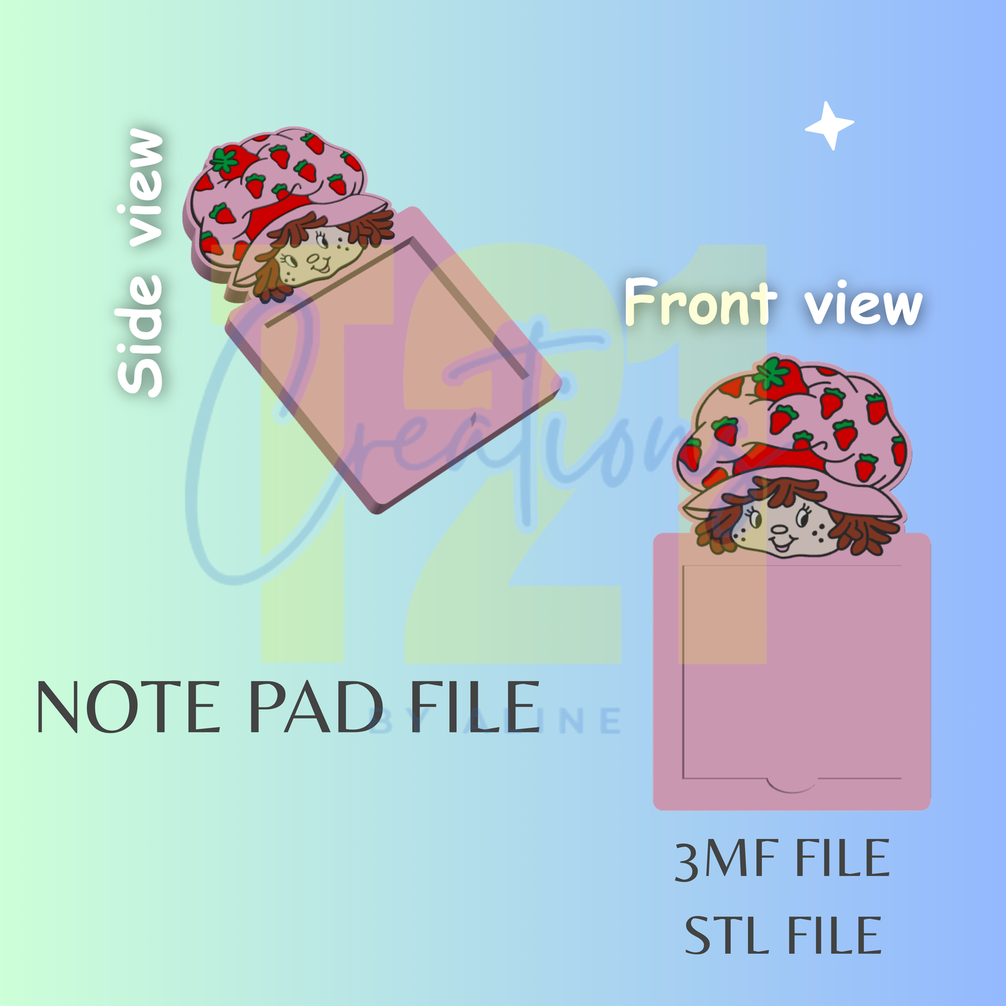 STRAWBERRY GIRL NOTE PAD STL FILE