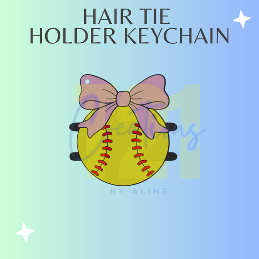 SOFT/BASEBALL HAIR TIE HOLDER KEYCHAIN