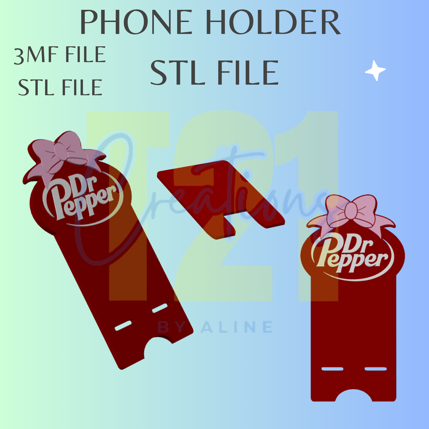 D R PEPPER THICK BOW PHONE HOLDER STL FILE