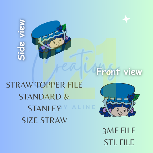 BLUEBERRY GIRL STRAW TOPPER STL FILE