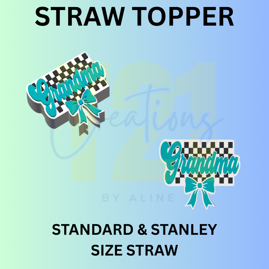CHECKER GRANDMA STRAW TOPPER