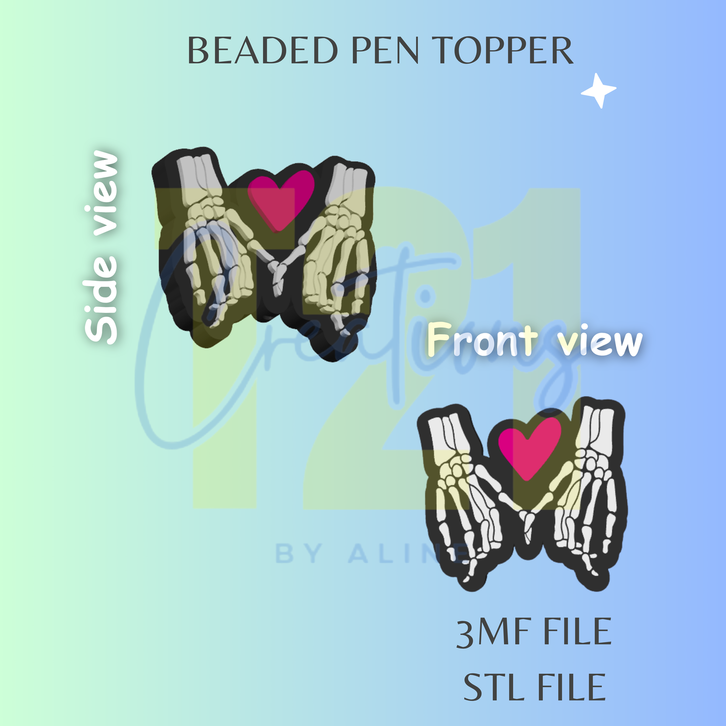 SKELLY HANDS PEN TOPPER STL FILE