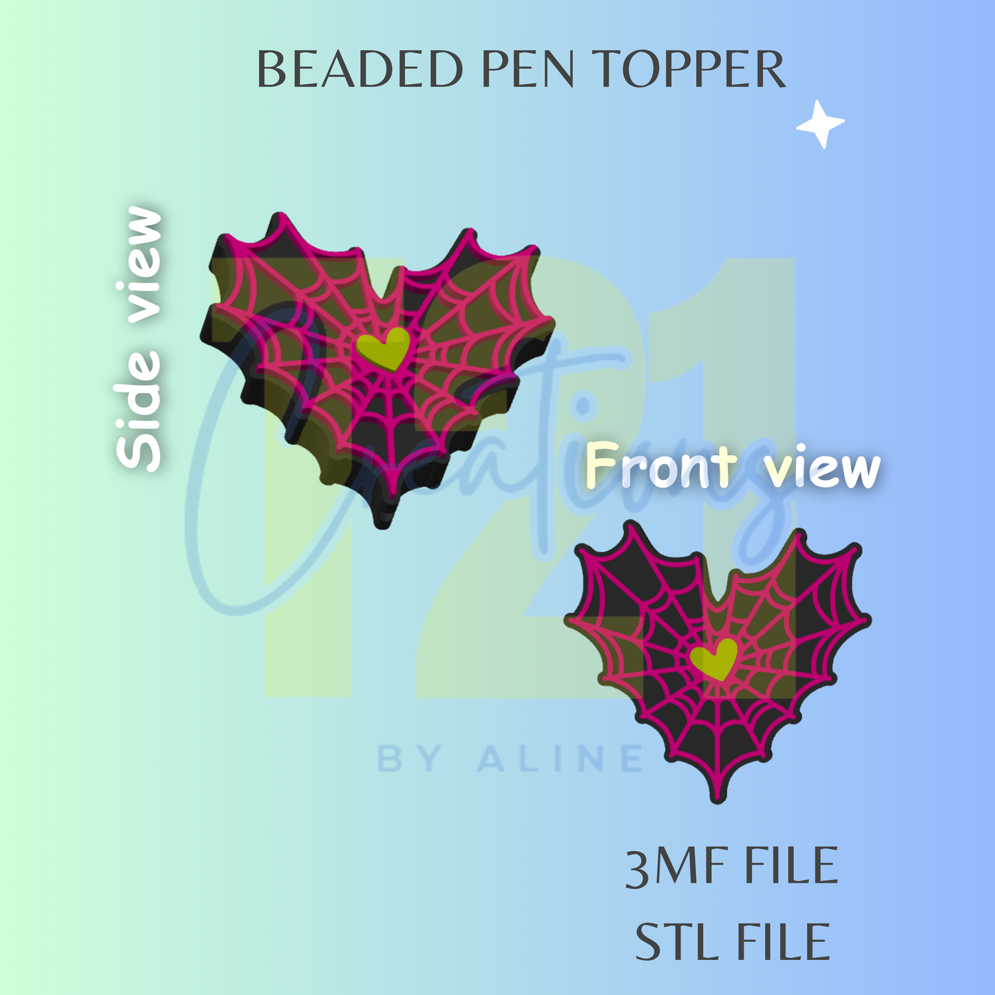 WEB HEART PEN TOPPER STL FILE